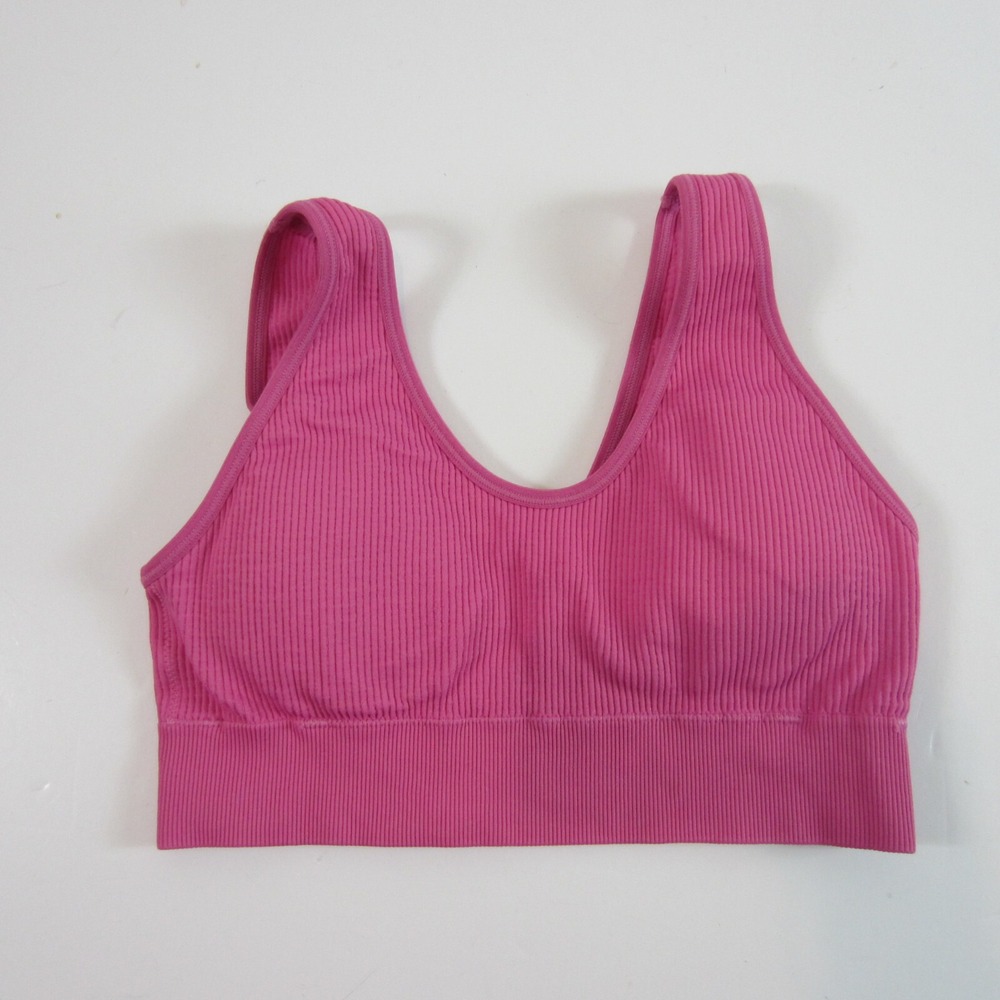aerie women's bra hot pink ribbed medium padding